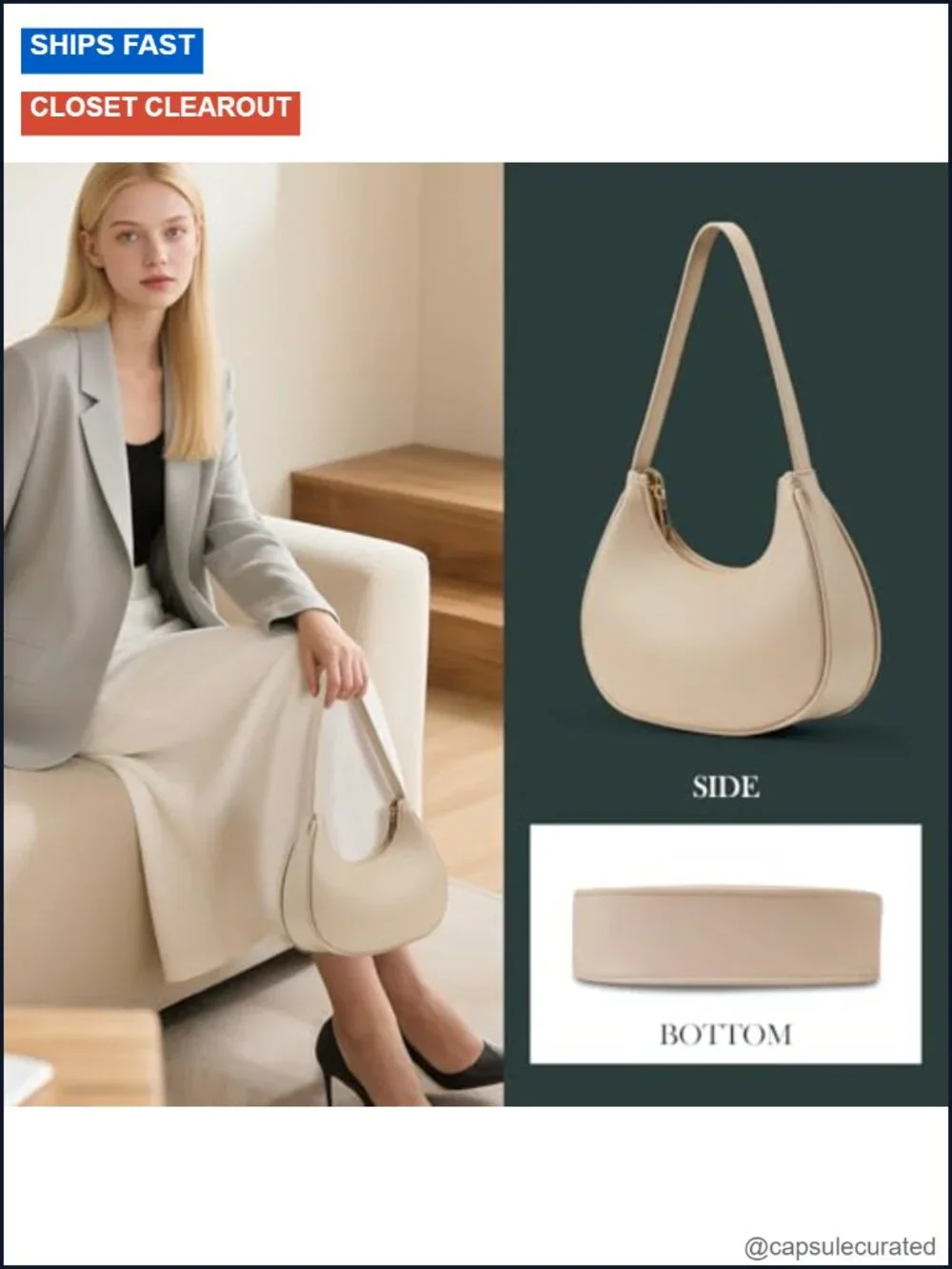 Women's PU Leather Hobo Shoulder Bag - Mini Clutch Purse with Zipper, Travel